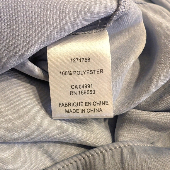 Maison d’Amélie Powder Blue Plissé Pleated Sleeve Mock Neck Satin Blouse Size XS - Picture 6 of 6